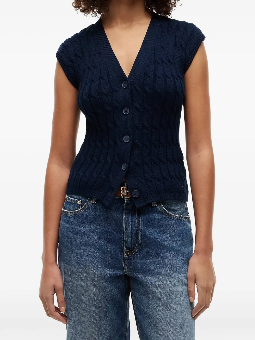 Tommy Hilfiger Kabelgebreid vest Blauw