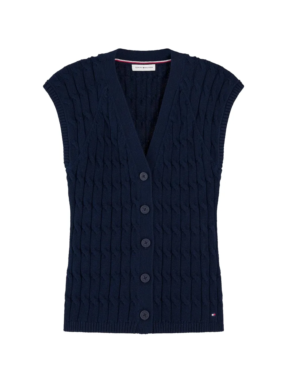Tommy Hilfiger cable-knit sleeveless cardigan - Blu