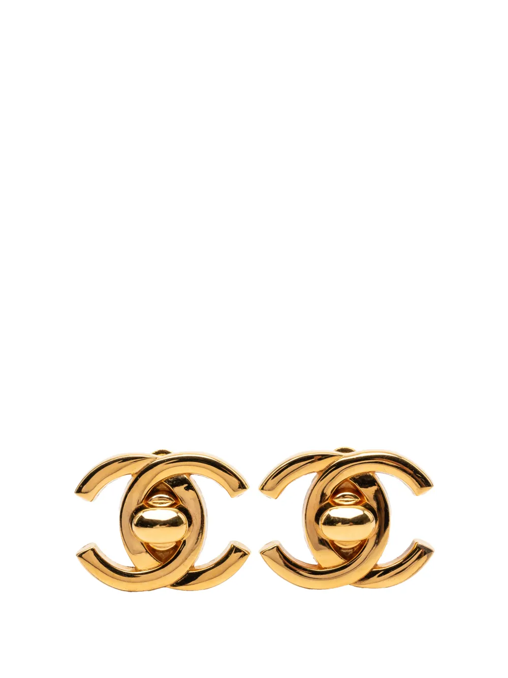 CHANEL Pre-Owned 1995 CC Gold Plated Turn Lock Clip on Earrings costume earrings - Oro