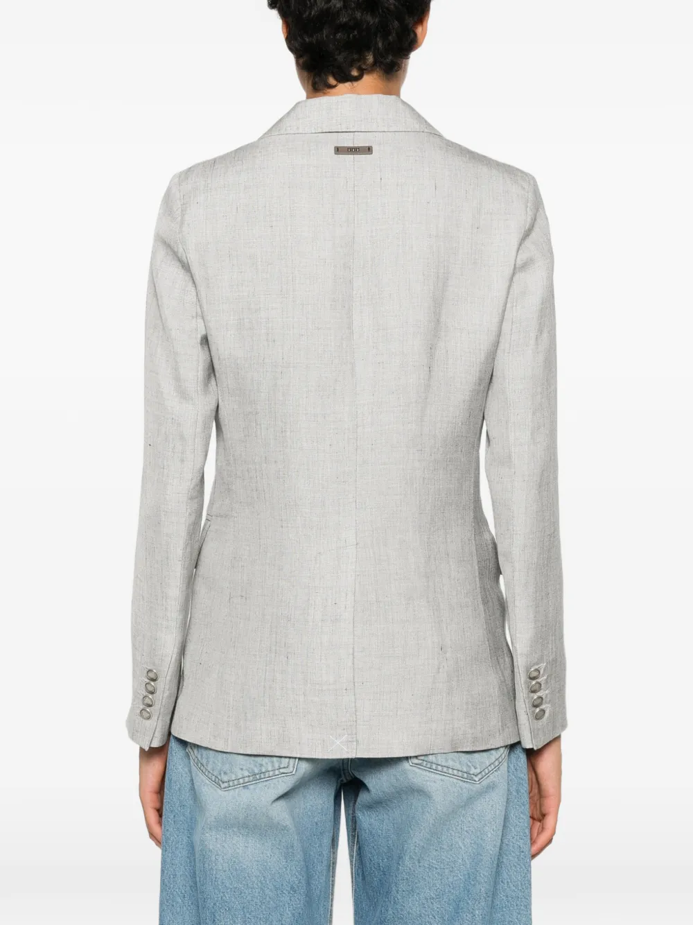 Peserico Linnen blazer met dubbele rij knopen en lange mouwen Grijs