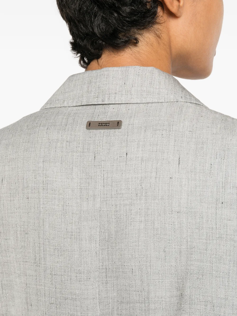 Peserico Linnen blazer met dubbele rij knopen en lange mouwen Grijs