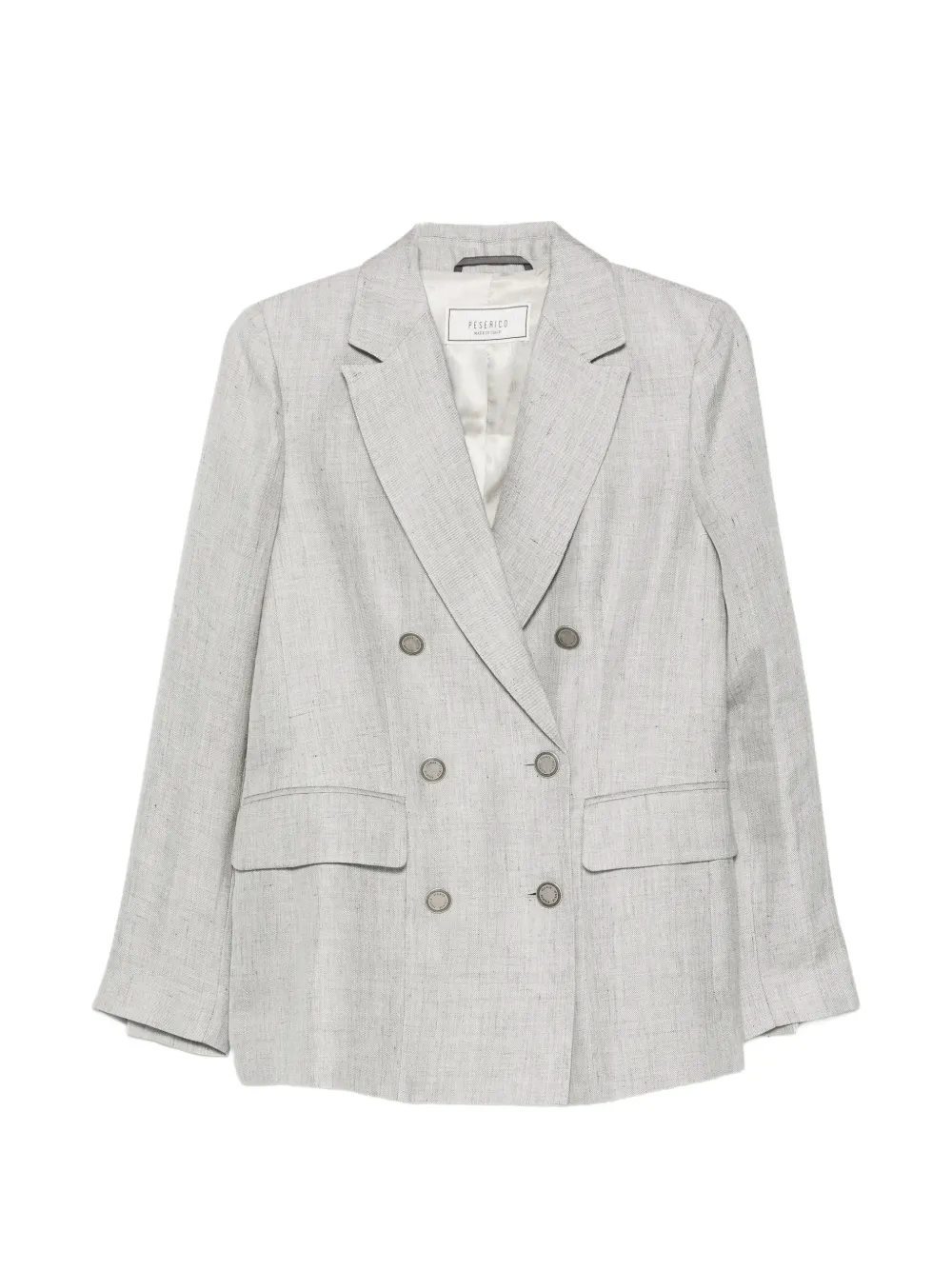 Peserico double-breasted long-sleeve linen blazer - Grigio
