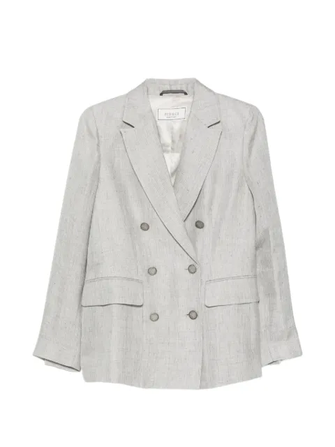 Peserico double-breasted long-sleeve linen blazer