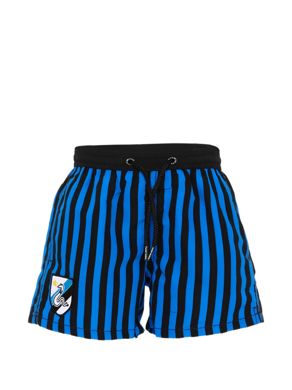 MC2 Saint Barth Kids Jean gestreepte zwembroek met patch Blauw