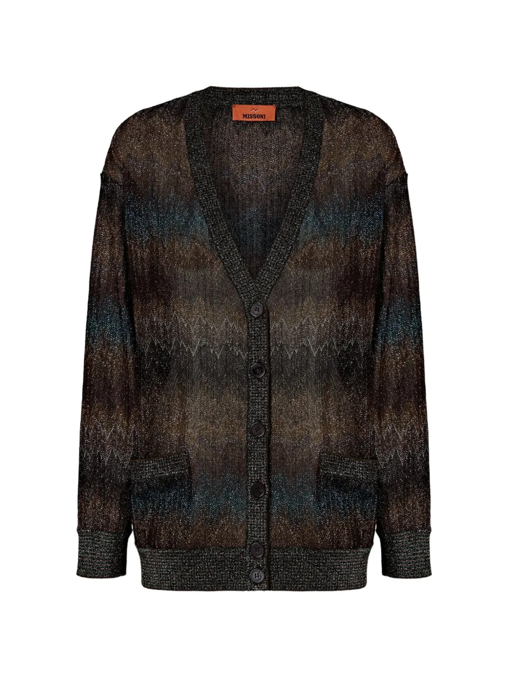 Missoni zigzag-pattern metallic-thread cardigan - Braun