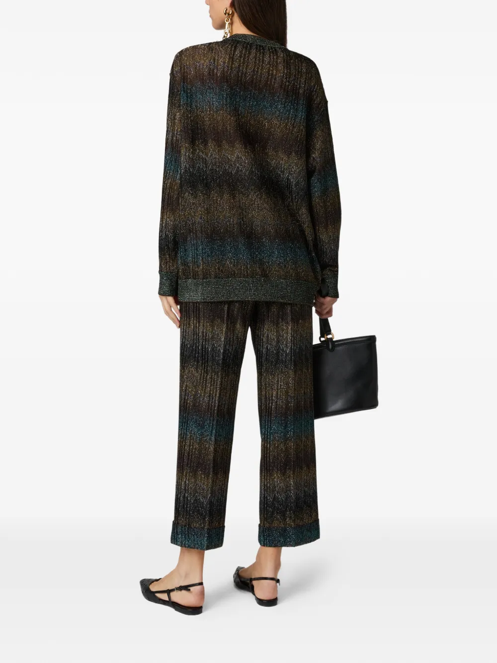  Missoni Zigzag-pattern Metallic-thread Cardigan - Marron 