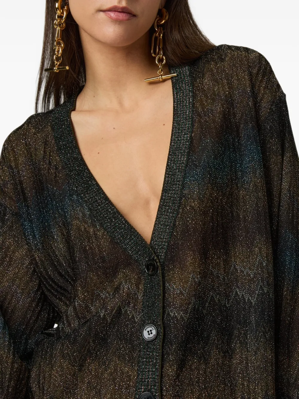 Missoni Vest met metallic-effect en zigzag-patroon Bruin