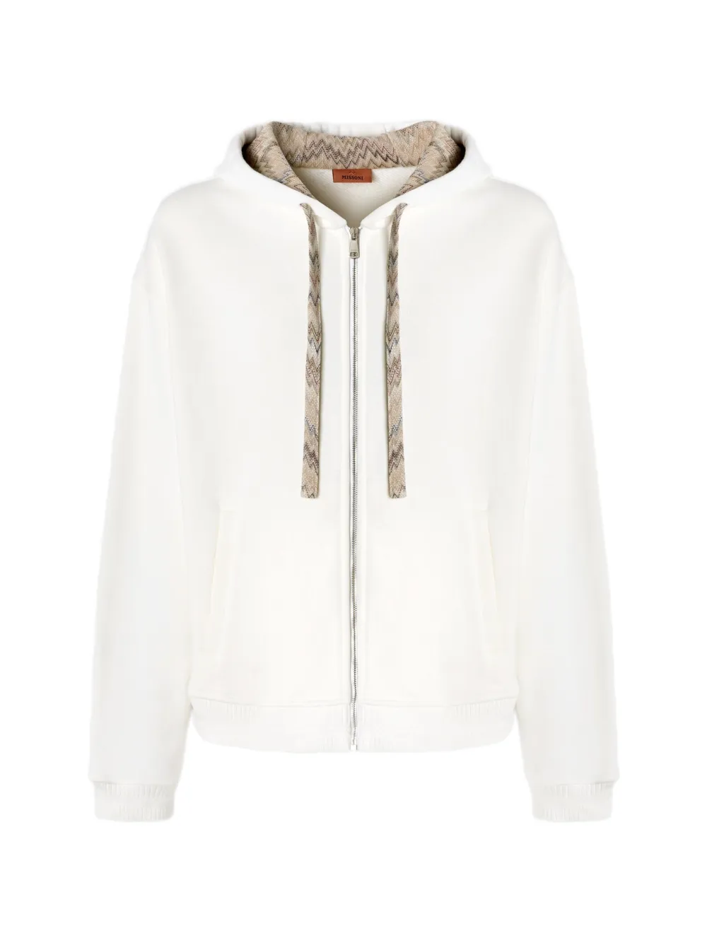 Missoni Zigzag-knit drawstring hoodie - Toni neutri