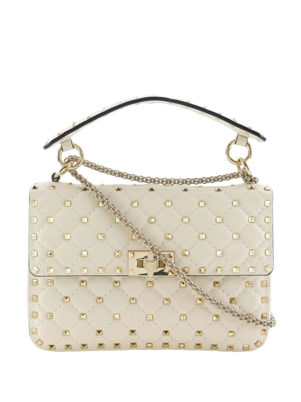 Valentino Garavani Pre-Owned 2000-2026 Medium Nappa Rockstud Spike satchel - Bianco