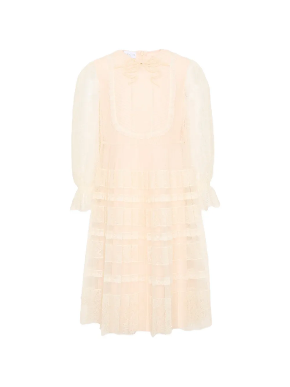 Gucci Kids lace-trimmed tiered dress - Nude