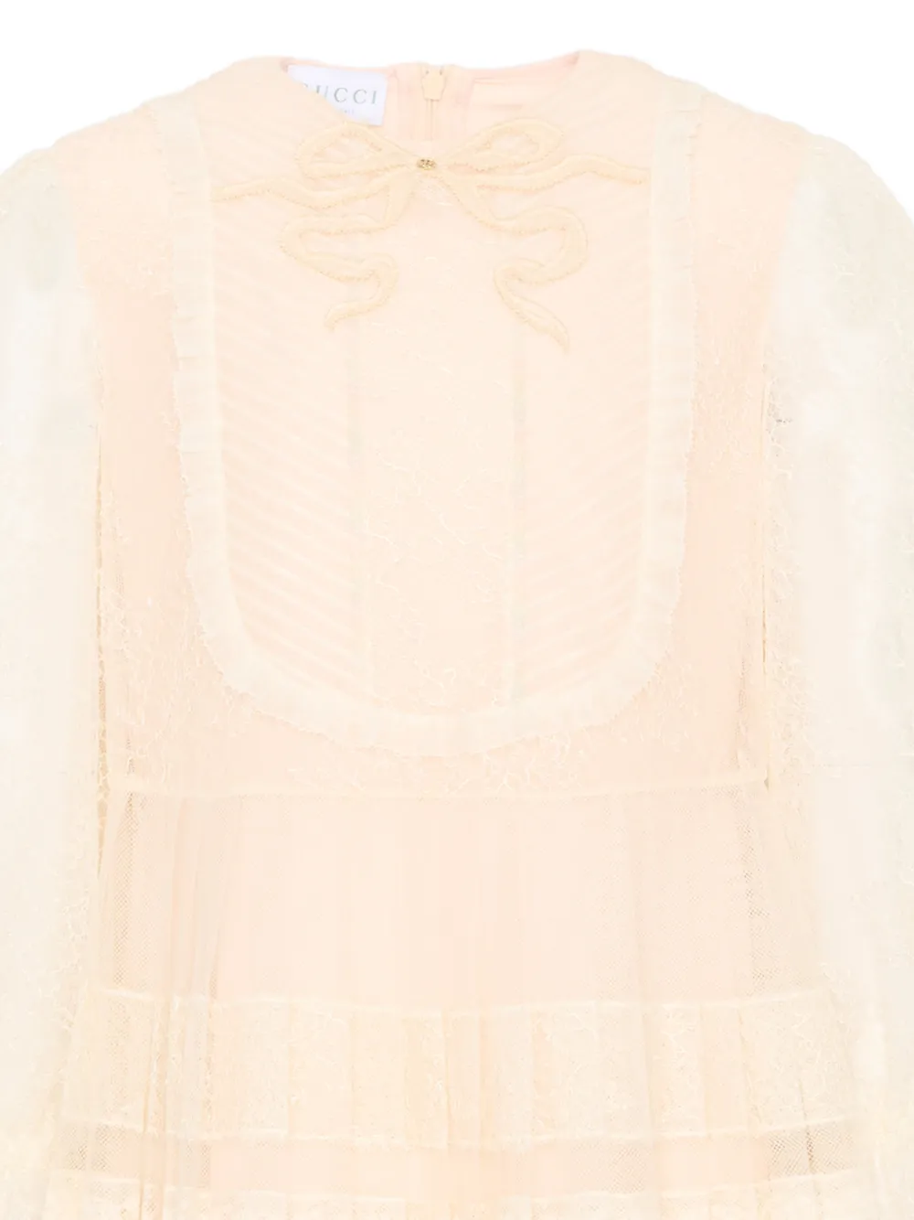 Gucci Kids Gelaagde jurk met kanten afwerking Beige