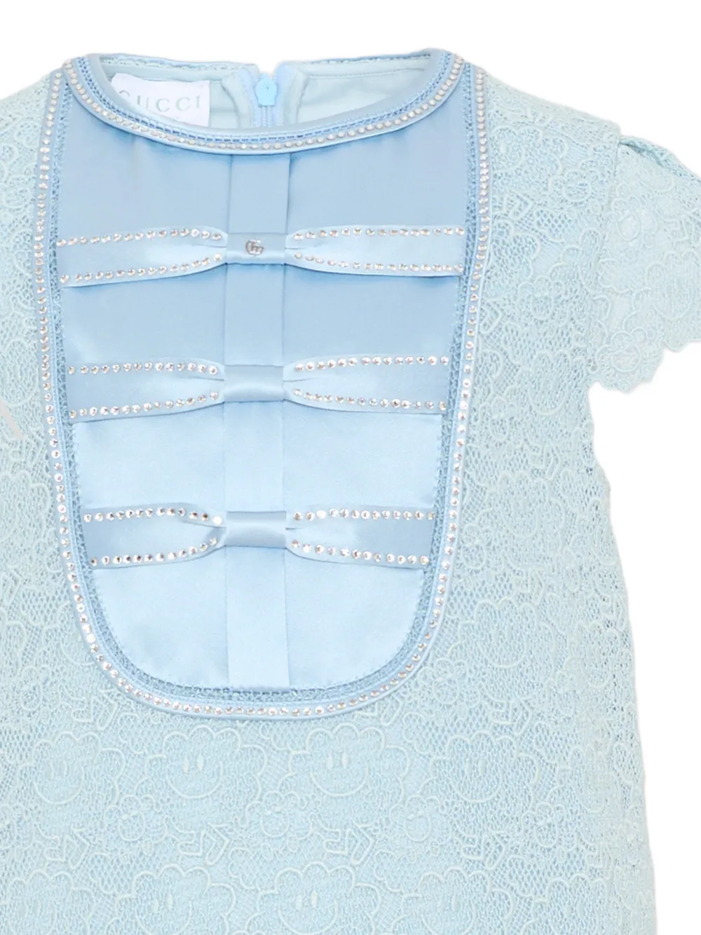 Gucci Kids Jurk verfraaid met strik Blauw