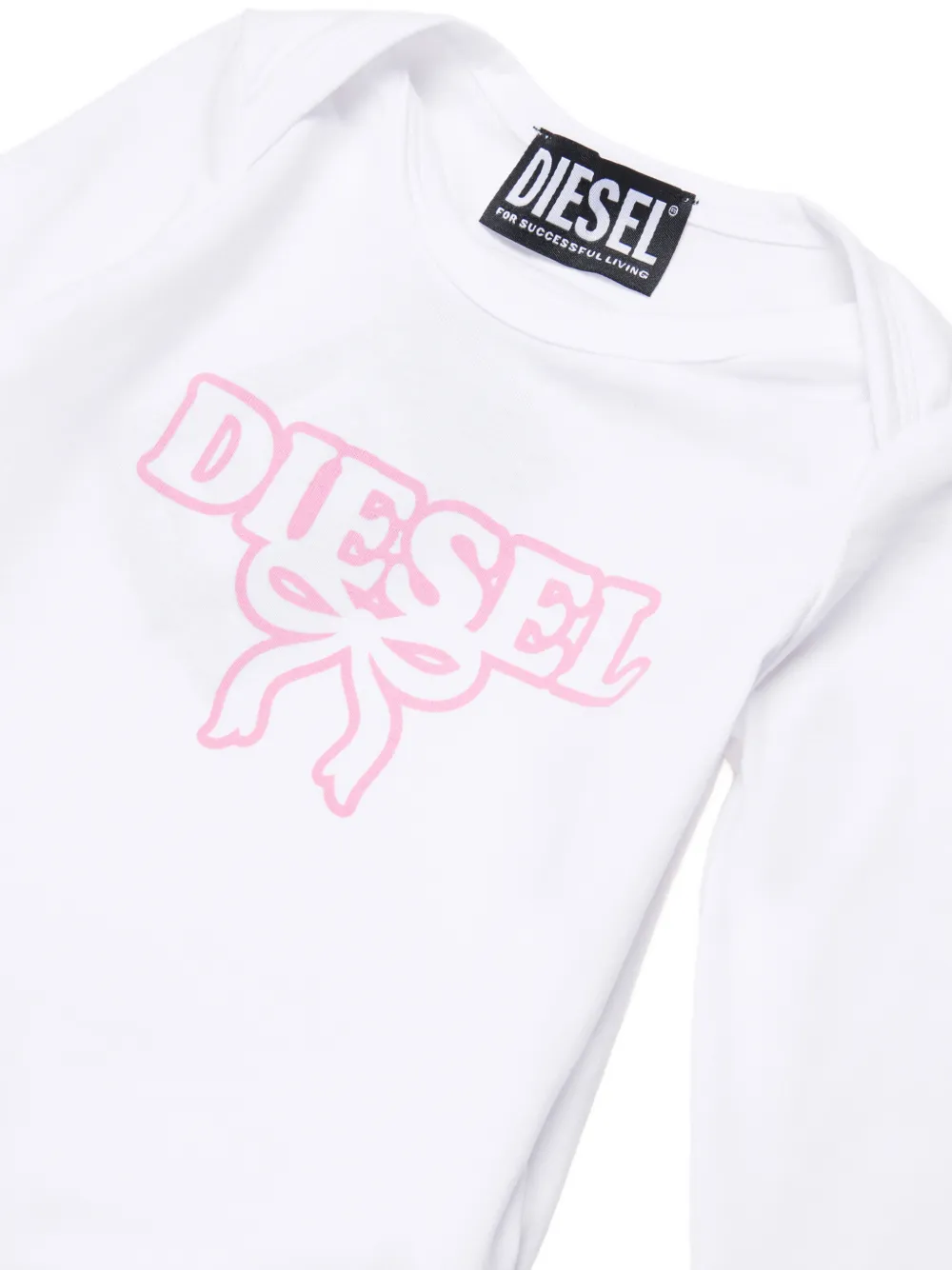 Diesel Kids Romper met logoprint en strikdetail Wit