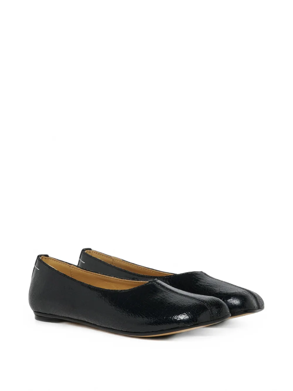 MM6 Maison Margiela Kids cracked-effect square-toe ballet flats - Nero