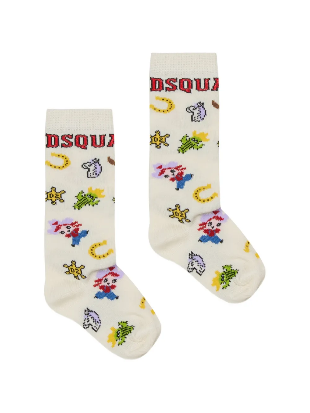 DSQUARED2 KIDS western-motif logo-print socks - Toni neutri