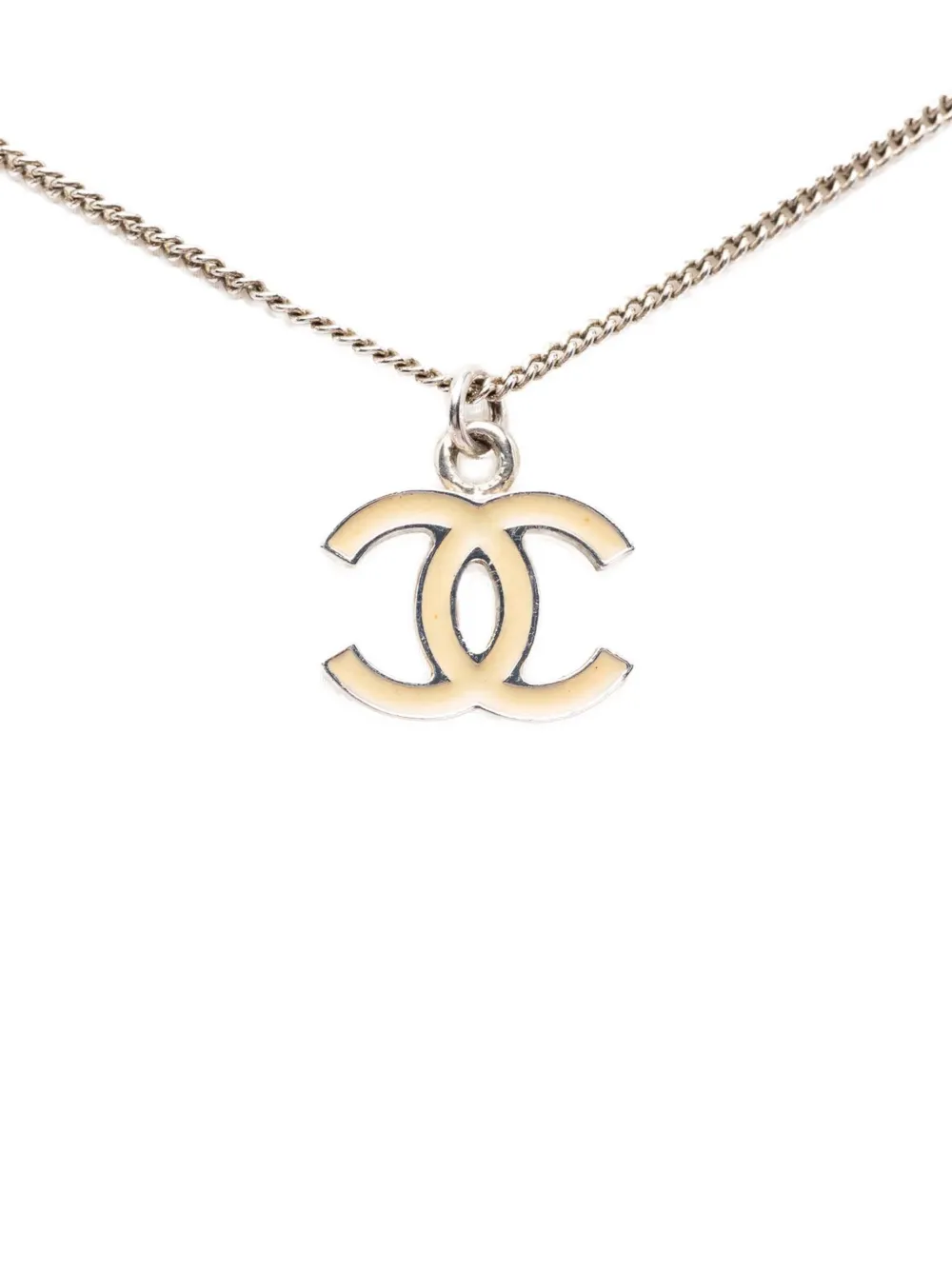 CHANEL Pre-Owned 2007 CC Brass Enamel Pendant Necklace costume necklace - Bianco