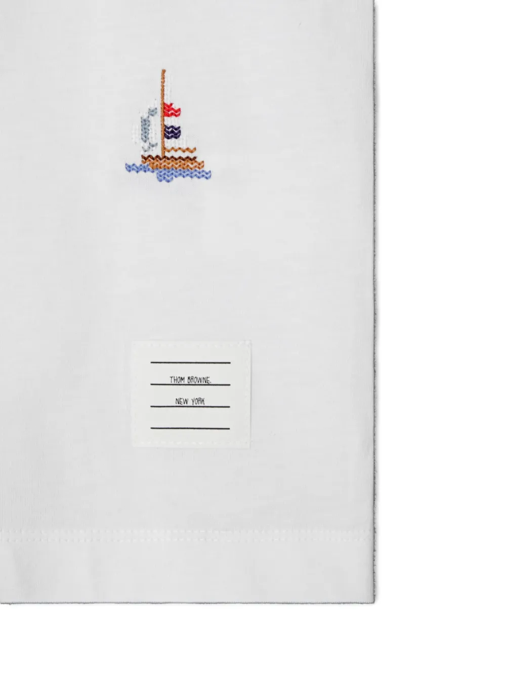 Thom Browne 세일보트 스티치 티셔츠 In White