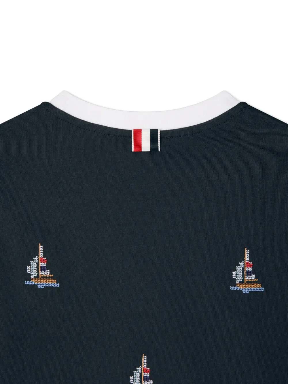 Thom Browne Kids T-shirt met zeilboot stiksel Blauw