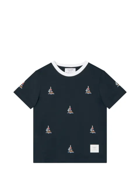 Thom Browne Kids футболка с декоративной строчкой