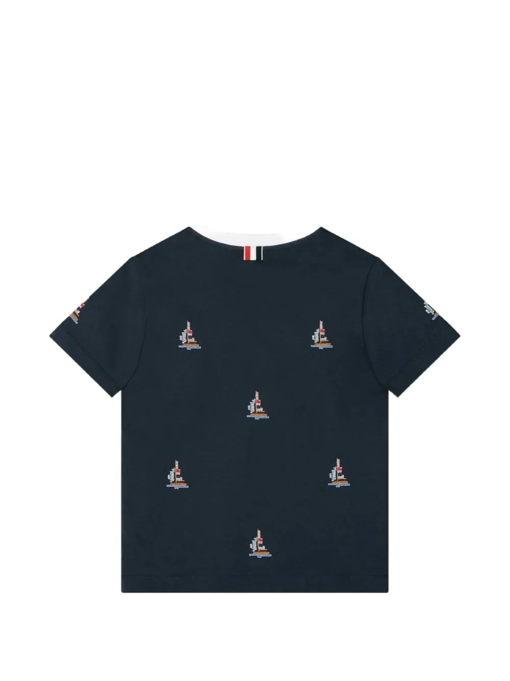 Thom Browne Kids T-shirt met zeilboot stiksel Blauw