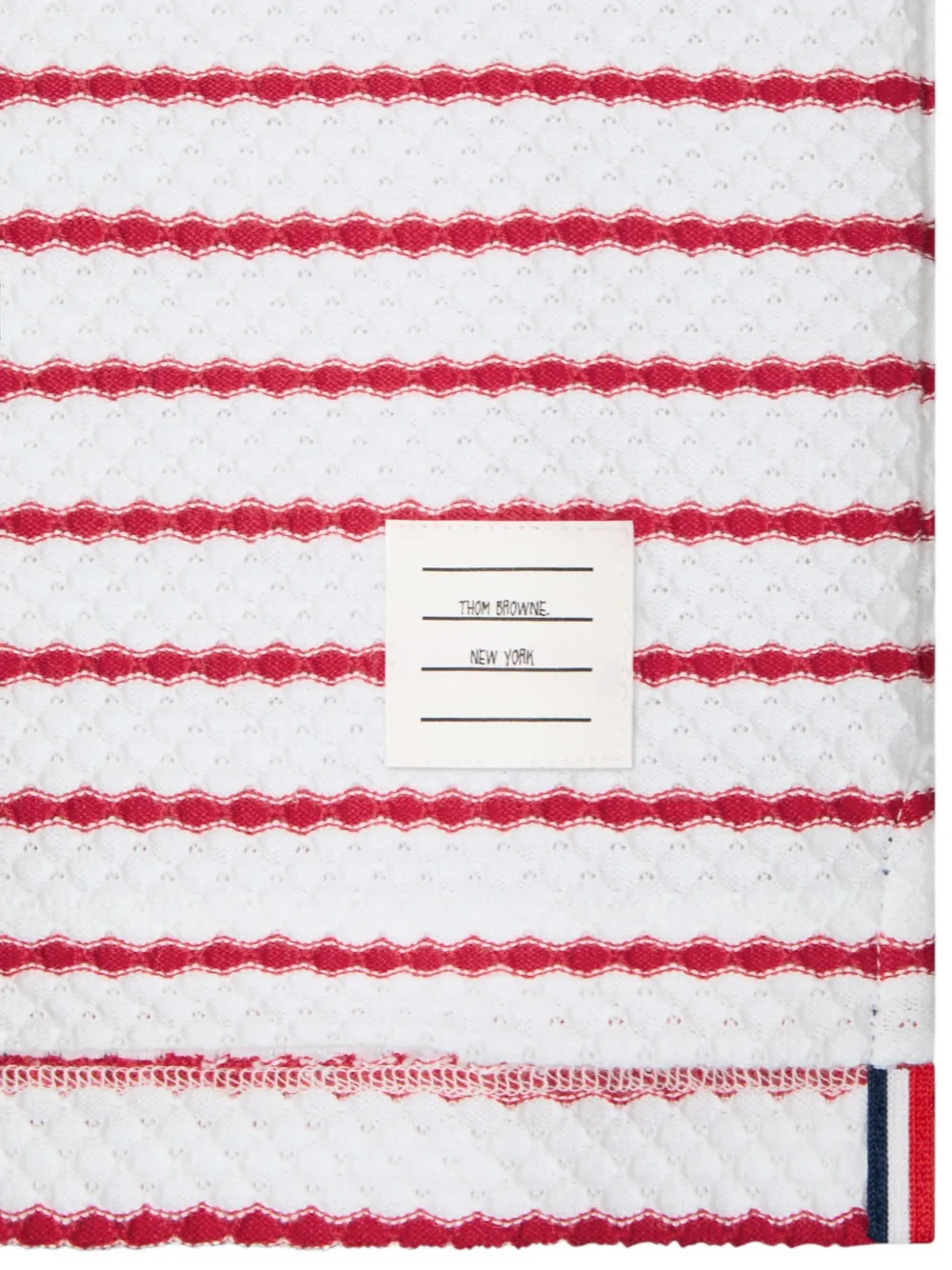 Thom Browne Kids Gestreept poloshirt met honingraat-effect Wit