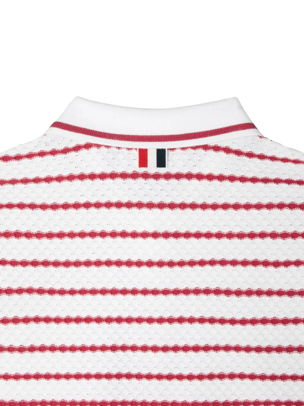 Thom Browne Kids Gestreept poloshirt met honingraat-effect Wit