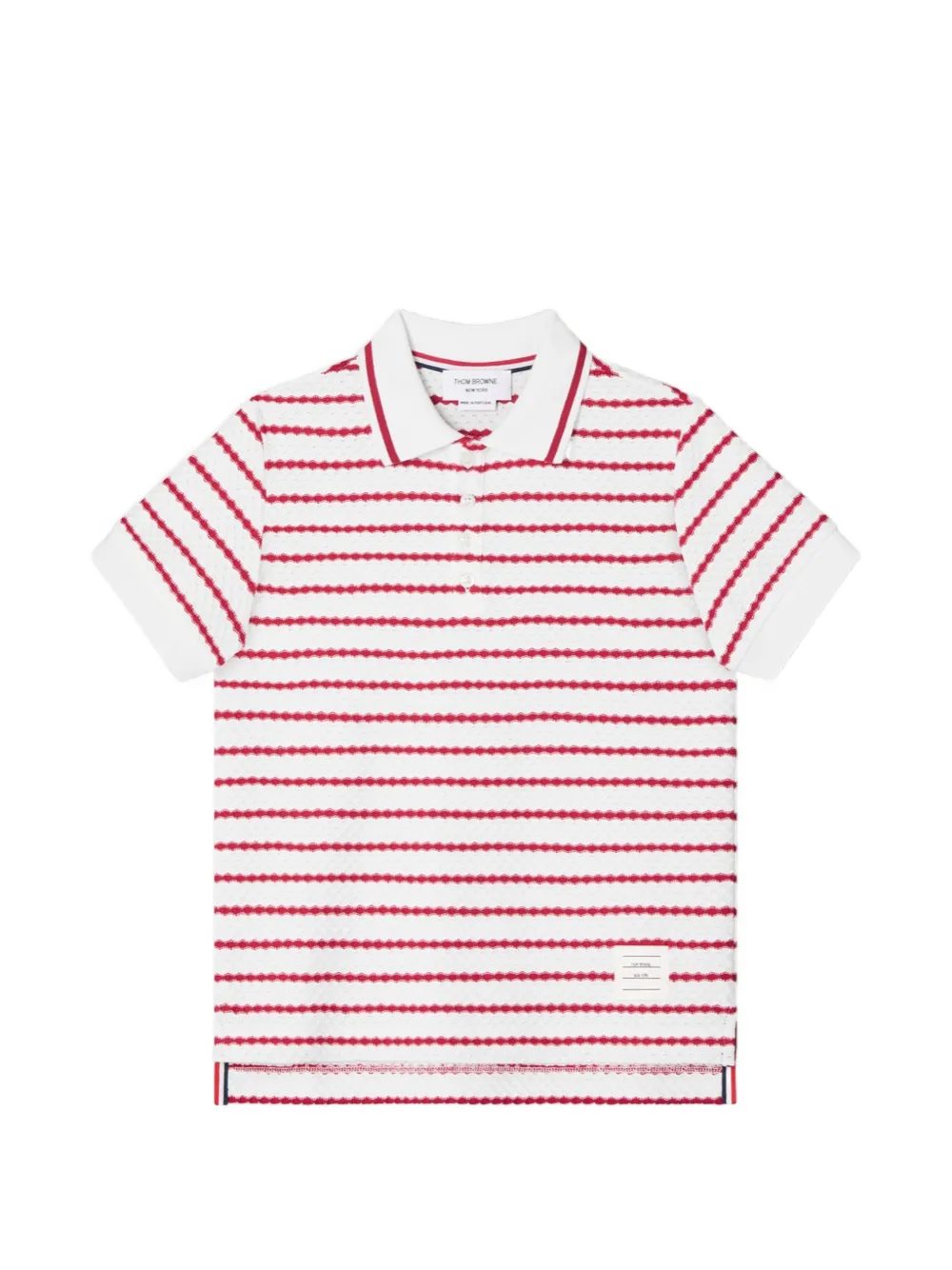 Thom Browne Kids Polo a righe - Bianco