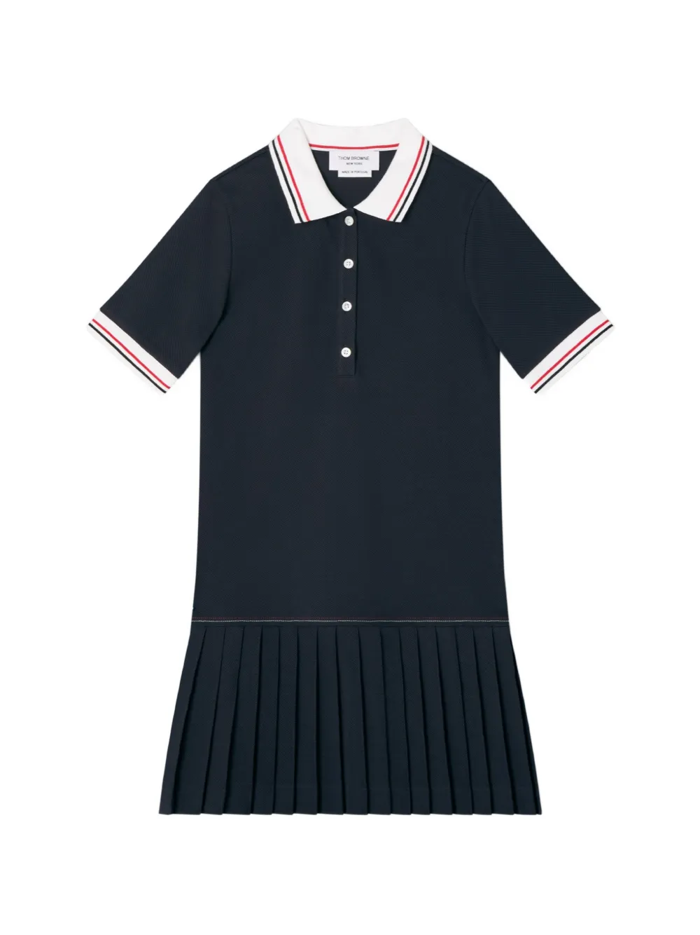 Thom Browne Kids pleated pique dress - Blue