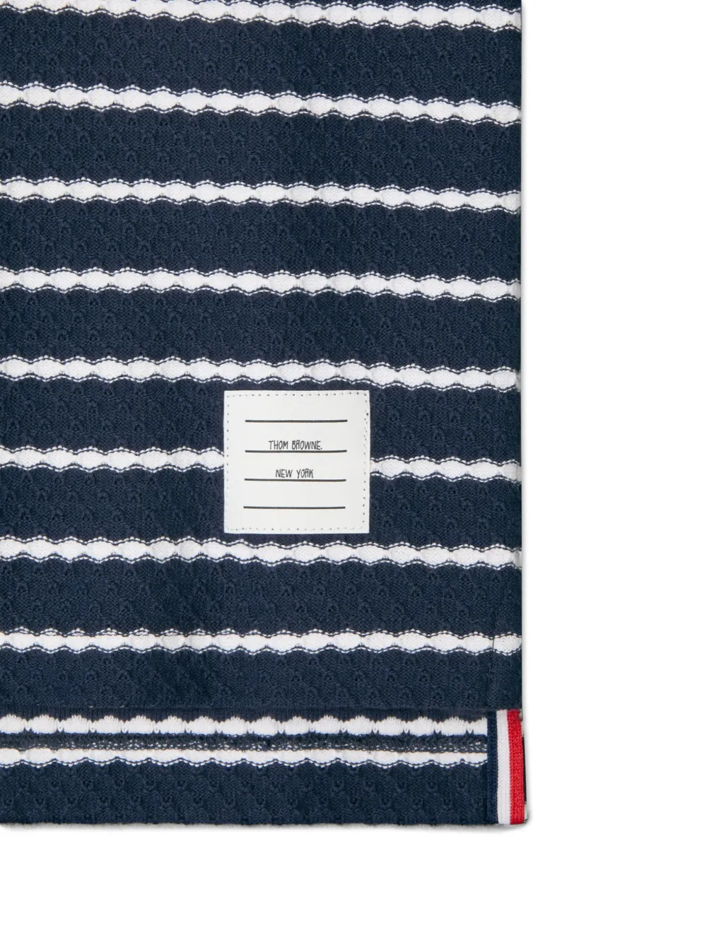 Thom Browne Kids Gestreept poloshirt met honingraat-effect Blauw