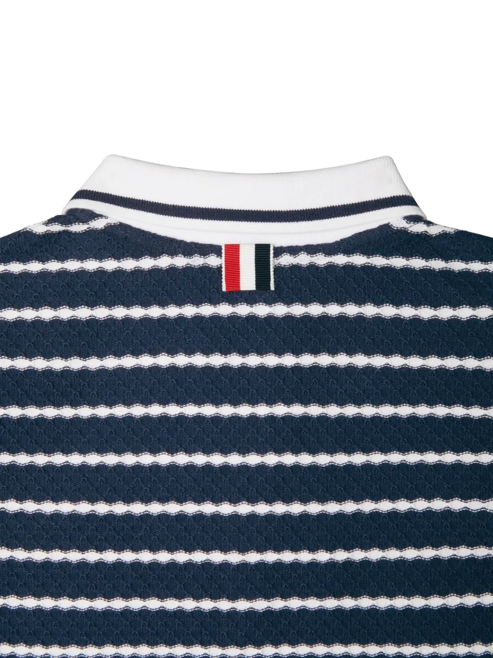 Thom Browne Kids Gestreept poloshirt met honingraat-effect Blauw