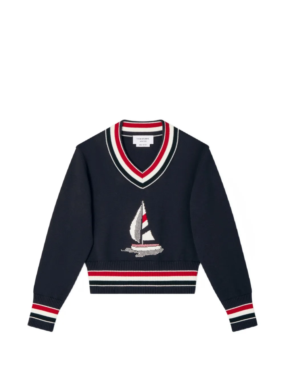 Thom Browne Kids Felpa con intarsio - Nero
