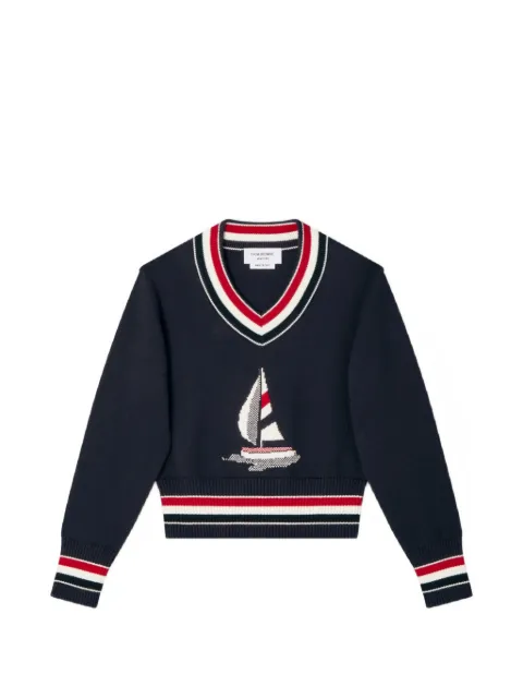 Thom Browne Kids sailboat intarsia sweatshirt