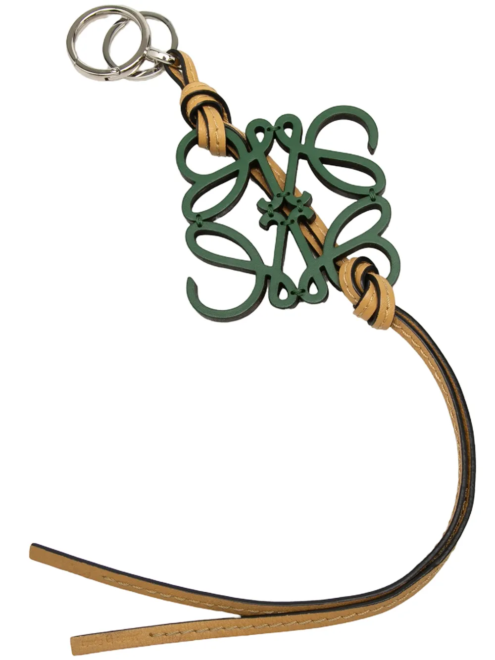 Loewe Pre-Owned 2010-2026 Leather Anagram Ring and Bag Charm key chain - Verde
