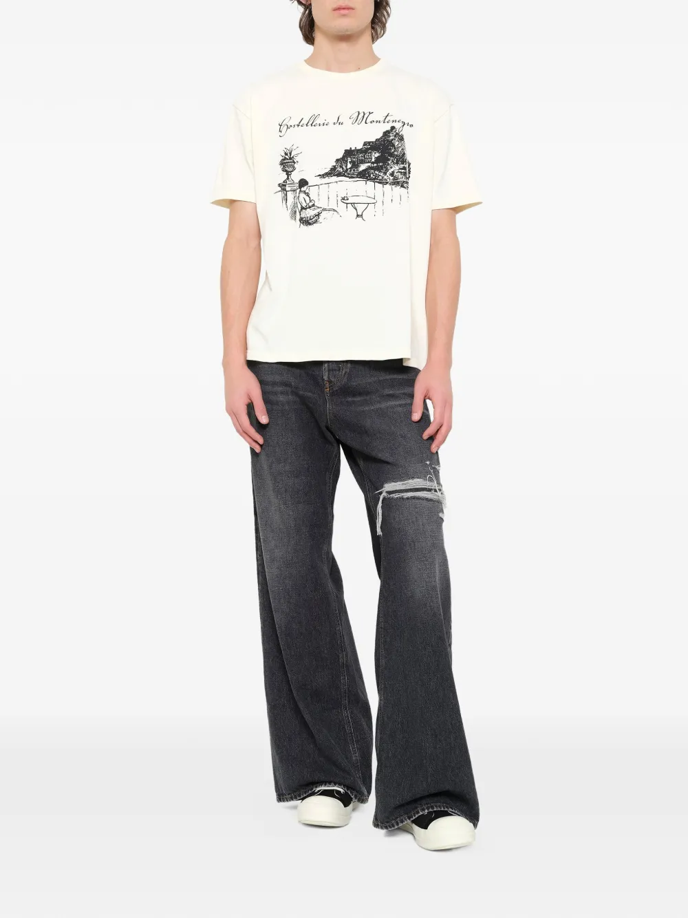 RHUDE Montenegro Morada T-shirt met print Beige