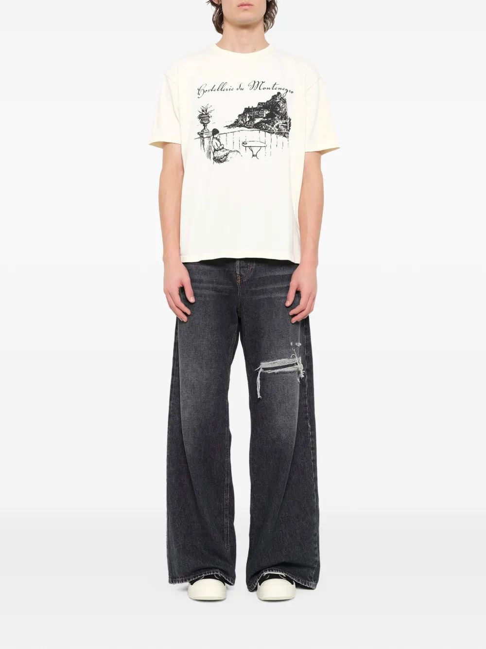 RHUDE Montenegro Morada T-shirt met print Beige
