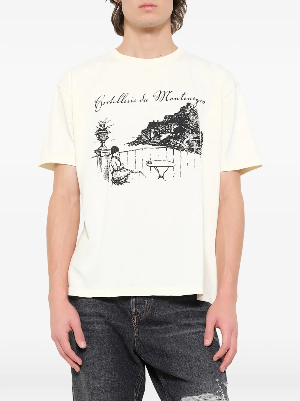 RHUDE Montenegro Morada T-shirt met print Beige
