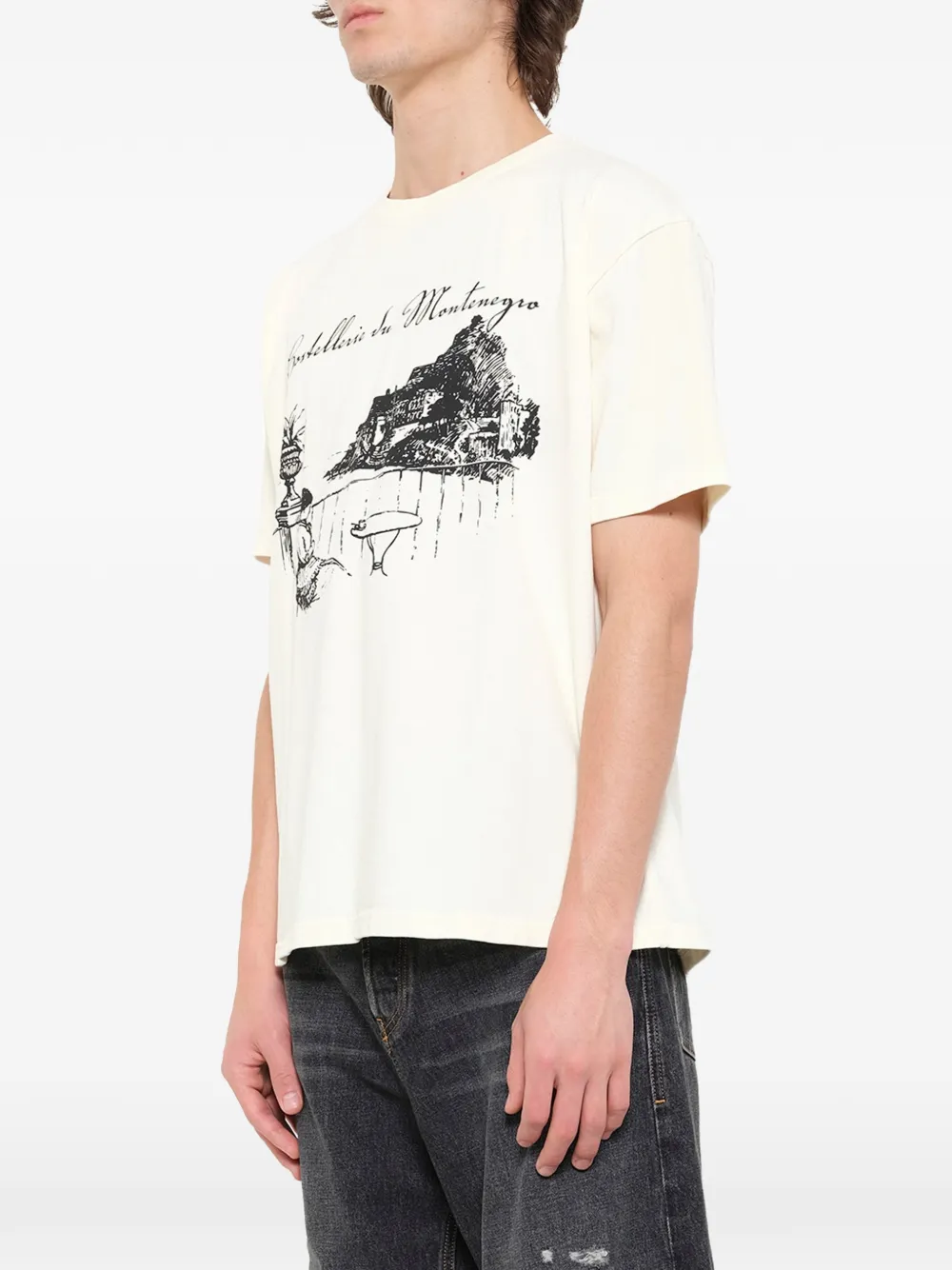 RHUDE Montenegro Morada T-shirt met print Beige