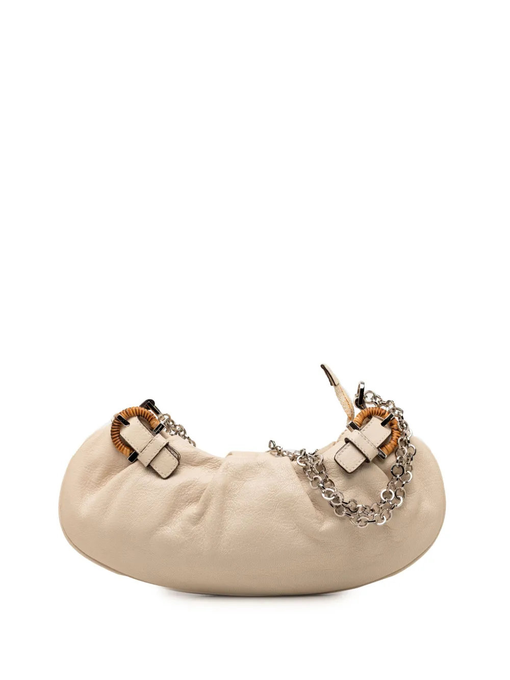Ferragamo Pre-Owned 1990-2010 Leather Gancini Side Buckle Chain hobo bag - Marrone