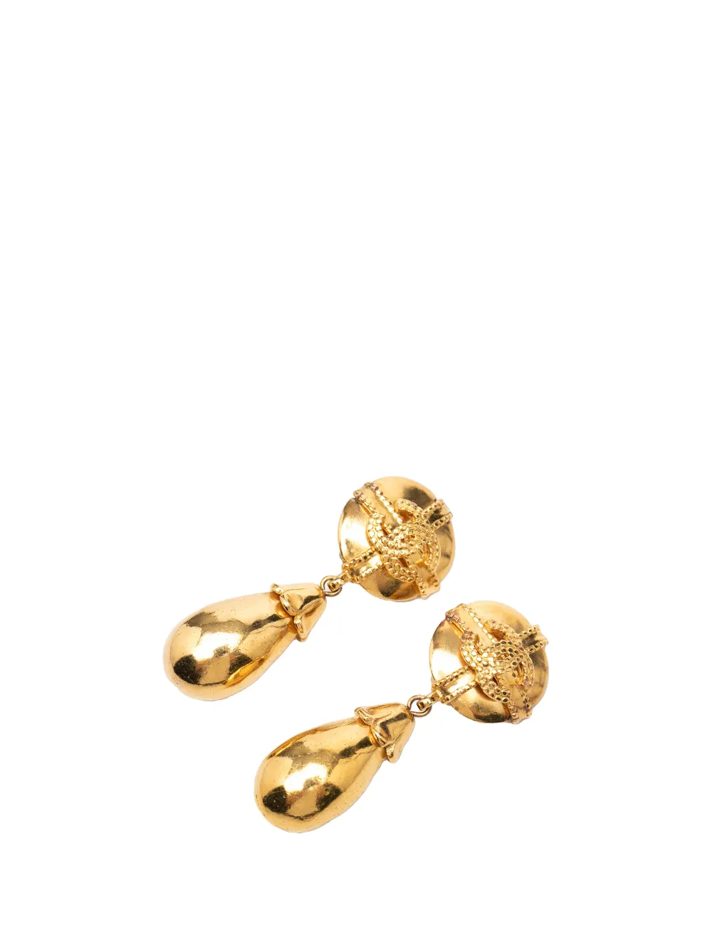 CHANEL Pre-Owned 1997 CC Gold Plated Dangle Clip On Earrings costume earrings - Oro