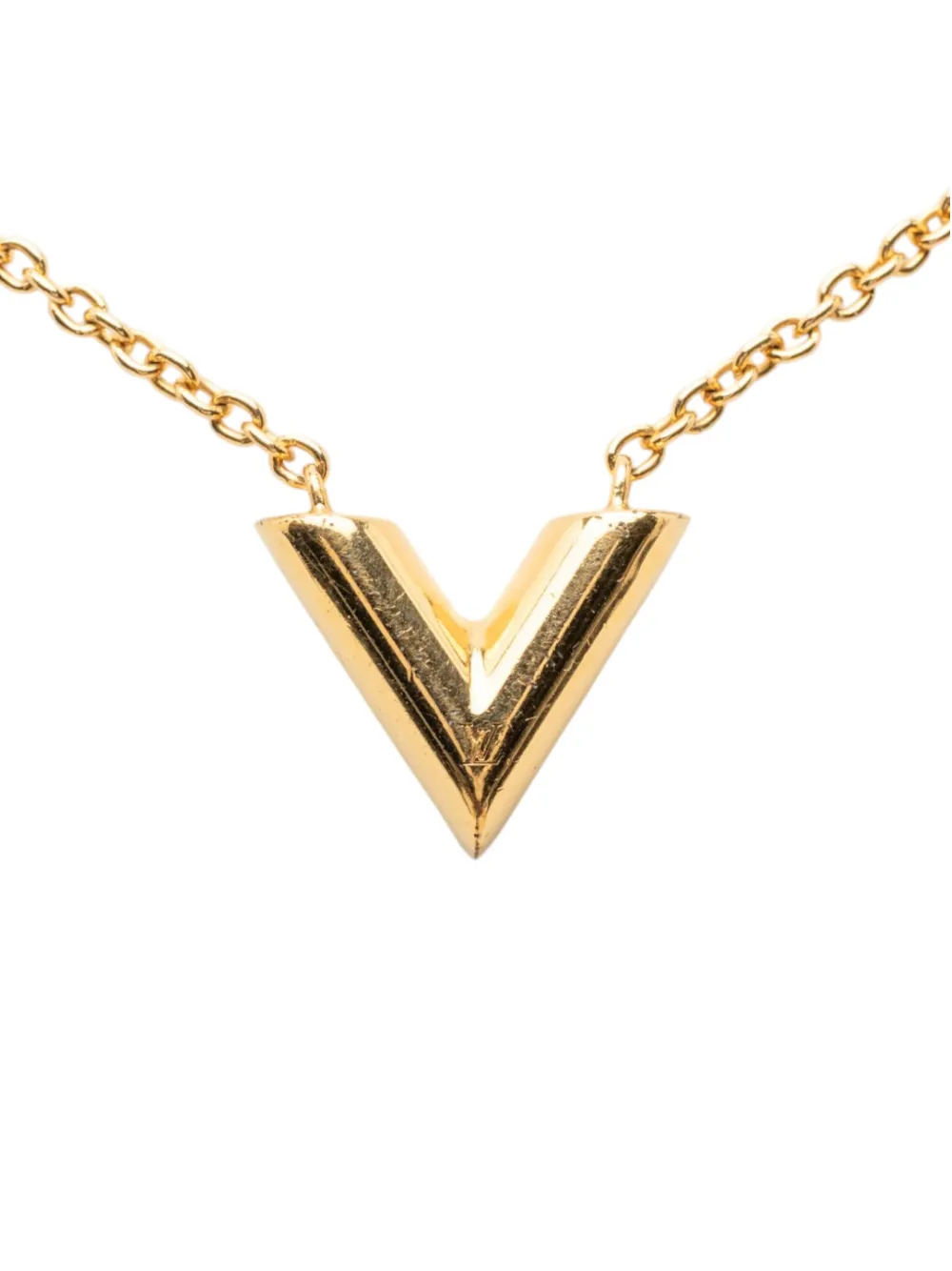 Louis Vuitton Pre-Owned 2019 Gold Plated Essential V Pendant Necklace costume necklace - Oro