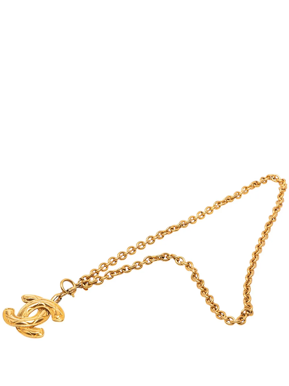 CHANEL Pre-Owned 1970-1980 CC Gold Plated Quilted Pendant Necklace costume necklace - Oro