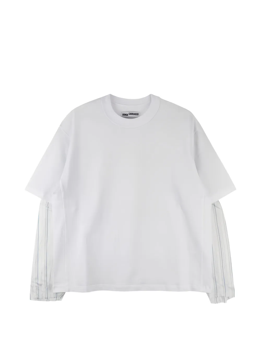 SONIA CARRASCO layered striped-sleeve T-shirt - Bianco