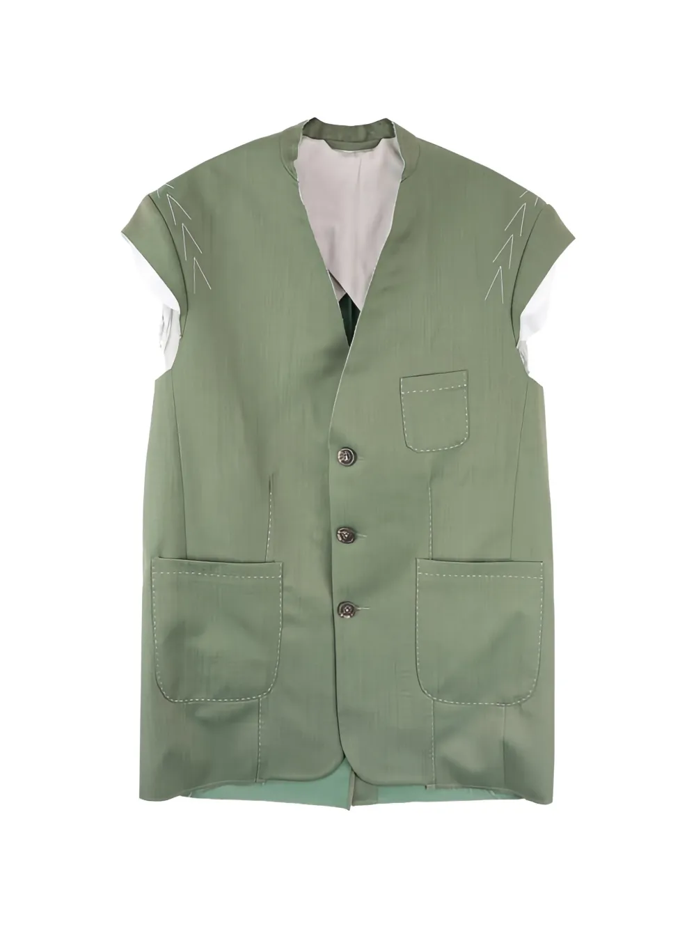 SONIA CARRASCO contrast-stitch sleeveless blazer - Green
