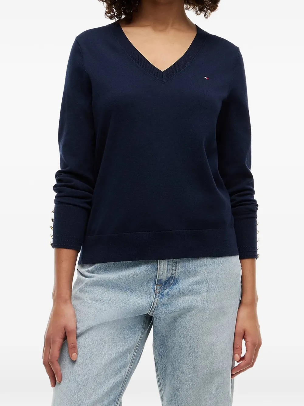  Tommy Hilfiger Pull à Col V - Bleu 