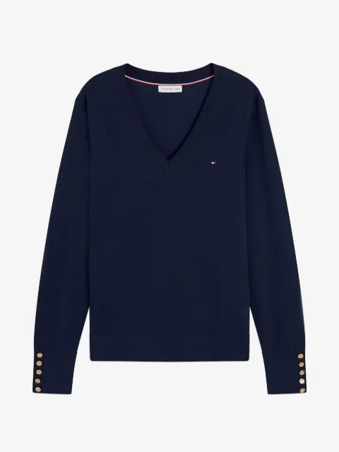 Tommy Hilfiger سويتر برقبة V وأساور أزرار
