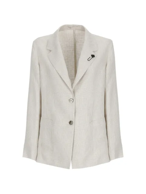 Lardini check-pattern linen blazer