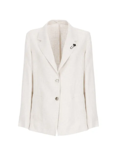 Lardini check-pattern linen blazer