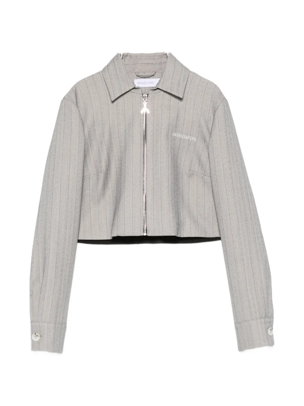 Patrizia Pepe pinstripe-pattern cropped jacket - Schwarz
