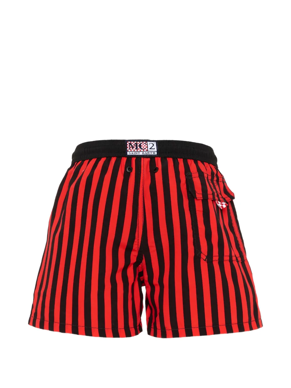 MC2 Saint Barth Kids Jean gestreepte zwembroek met trekkoord Rood