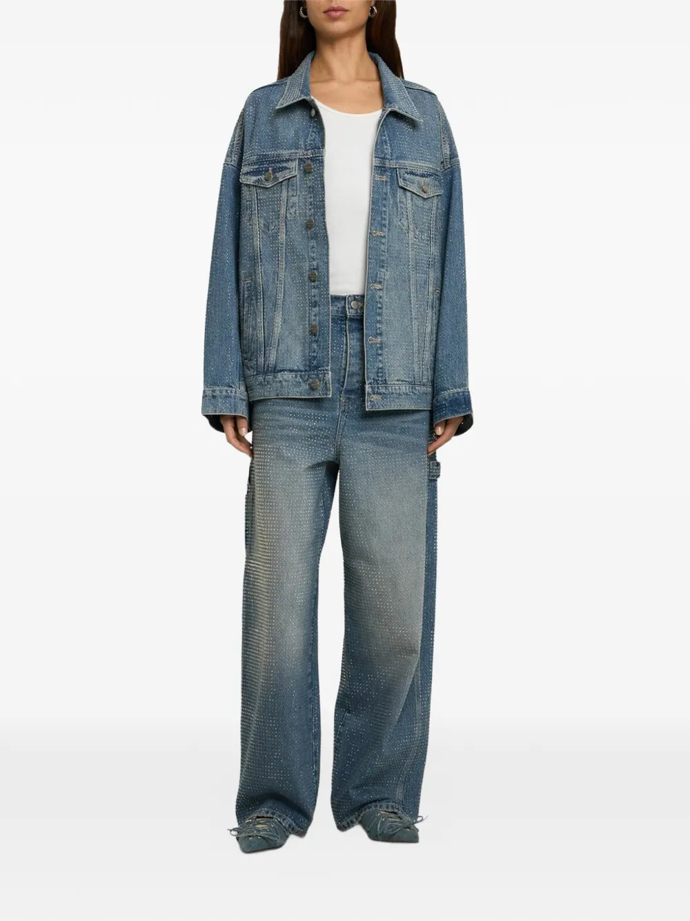 Marc Jacobs Spijkerjack verfraaid met stras Blauw